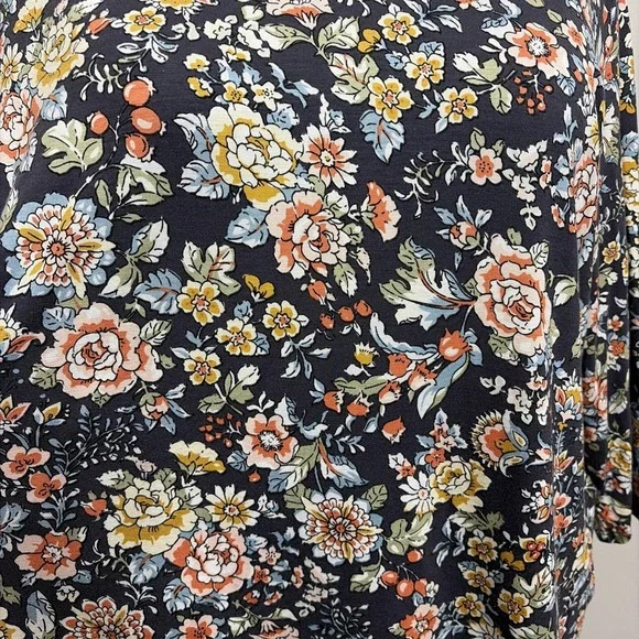 Philosophy Women's 3/4 Sleeve Floral Top Size 2X Blue Bloomcore Cottage Stretch - Picture 7 of 11